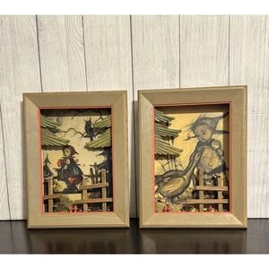 Set of 2 Vintage Emil Fink Verlag Germany Hummel Style 3D Wall Art 10x13